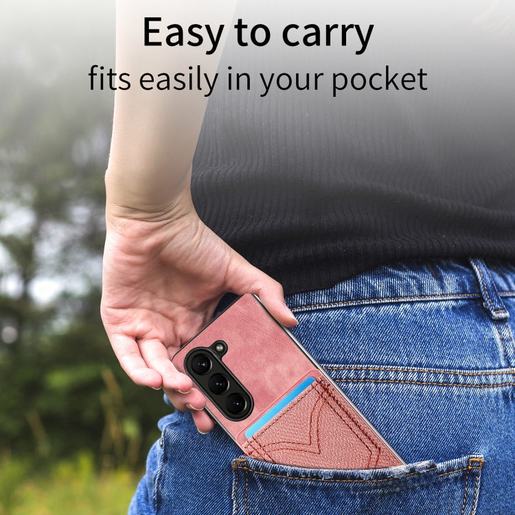 For Samsung Galaxy Z Fold6 5G Denim Texture Leather Skin Phone Case with Card Slot