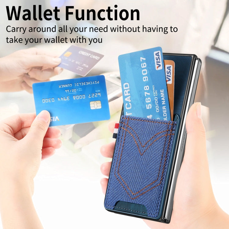 For Samsung Galaxy Z Fold6 5G Denim Texture Leather Skin Phone Case with Card Slot