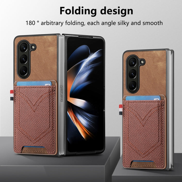 For Samsung Galaxy Z Fold6 5G Denim Texture Leather Skin Phone Case with Card Slot