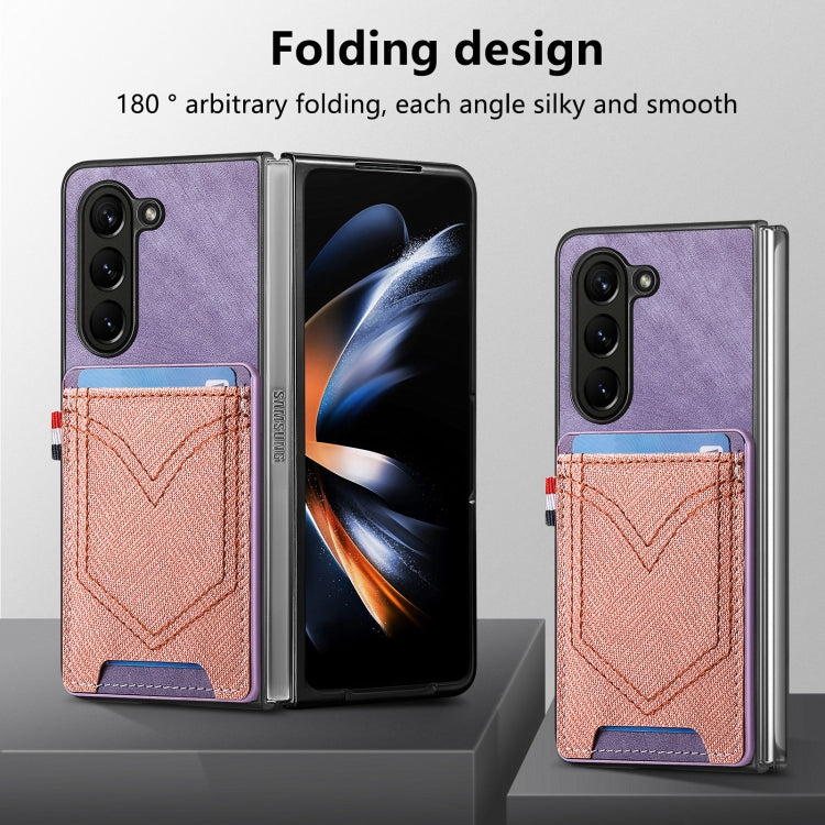 For Samsung Galaxy Z Fold6 5G Denim Texture Leather Skin Phone Case with Card Slot