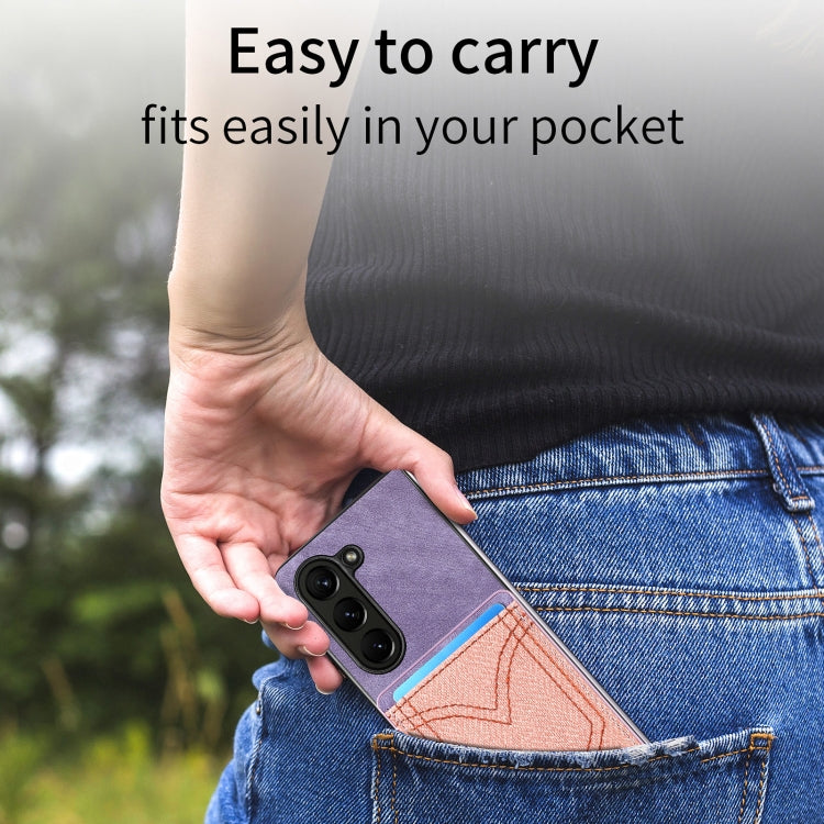 For Samsung Galaxy Z Fold6 5G Denim Texture Leather Skin Phone Case with Card Slot