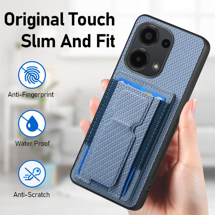 For Xiaomi 14 Carbon Fiber Fold Stand Elastic Card Bag Phone Case