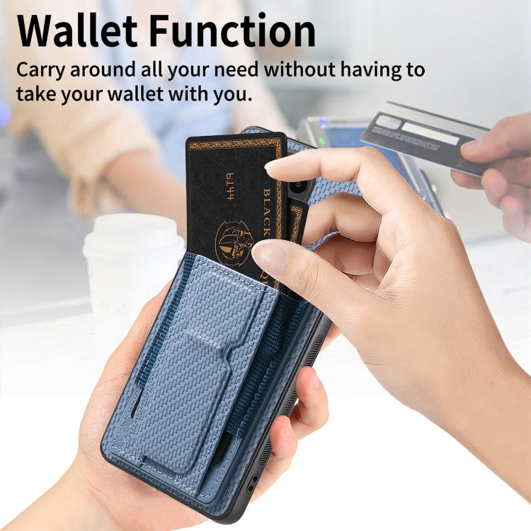 For Xiaomi Redmi Note 13 Pro+ Carbon Fiber Fold Stand Elastic Card Bag Phone Case