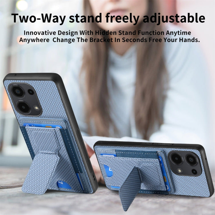For Xiaomi Redmi Note 12S Carbon Fiber Fold Stand Elastic Card Bag Phone Case