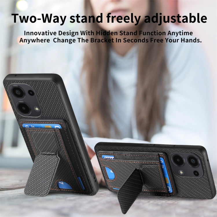 For Xiaomi Redmi Note 12S Carbon Fiber Fold Stand Elastic Card Bag Phone Case