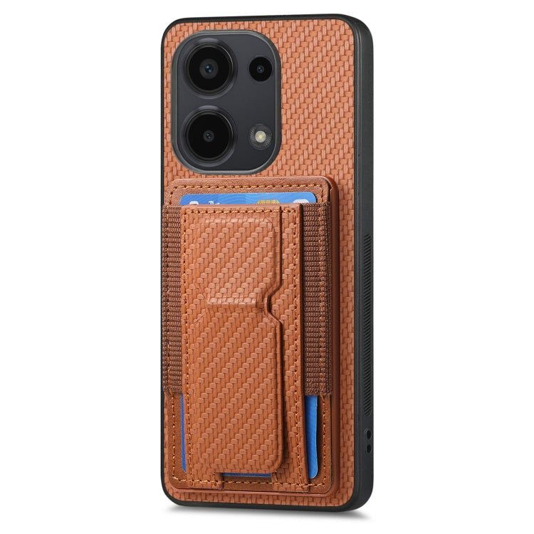For Xiaomi Redmi Note 12S Carbon Fiber Fold Stand Elastic Card Bag Phone Case
