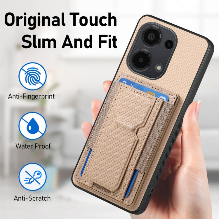 For Xiaomi 13 Lite Carbon Fiber Fold Stand Elastic Card Bag Phone Case