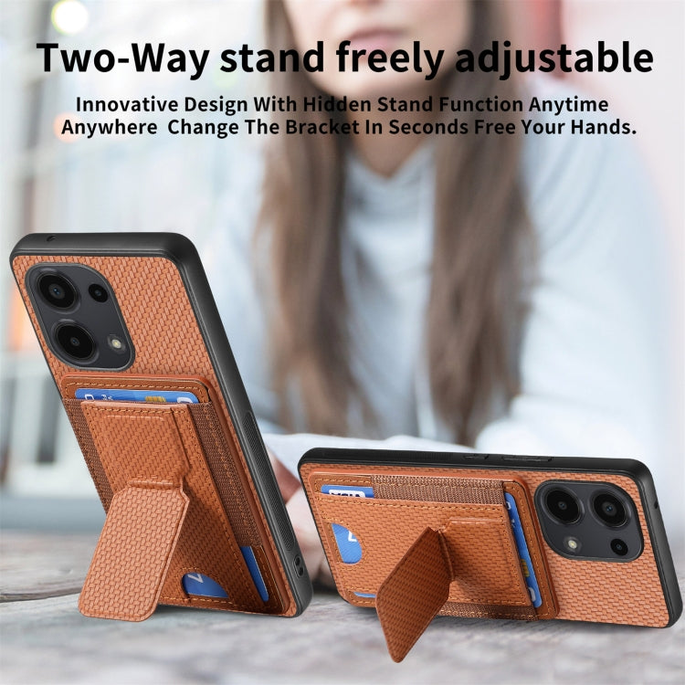 For Xiaomi 13 Carbon Fiber Fold Stand Elastic Card Bag Phone Case