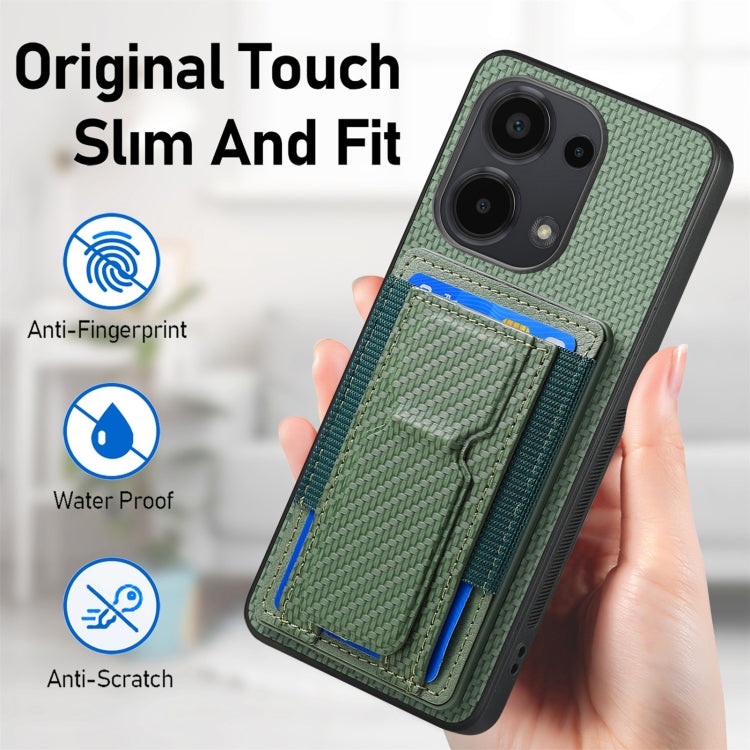 For Xiaomi 13 Carbon Fiber Fold Stand Elastic Card Bag Phone Case