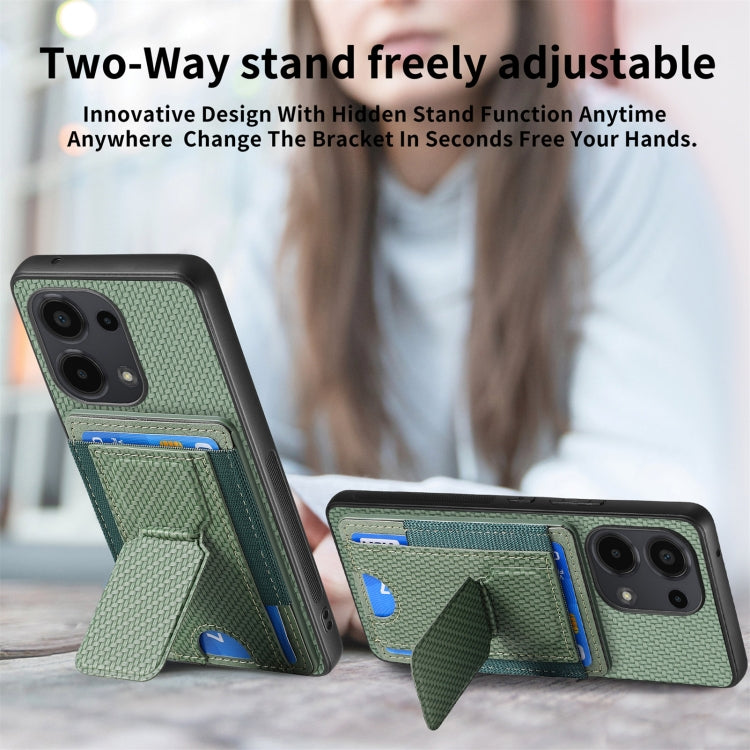 For Xiaomi 13 Carbon Fiber Fold Stand Elastic Card Bag Phone Case