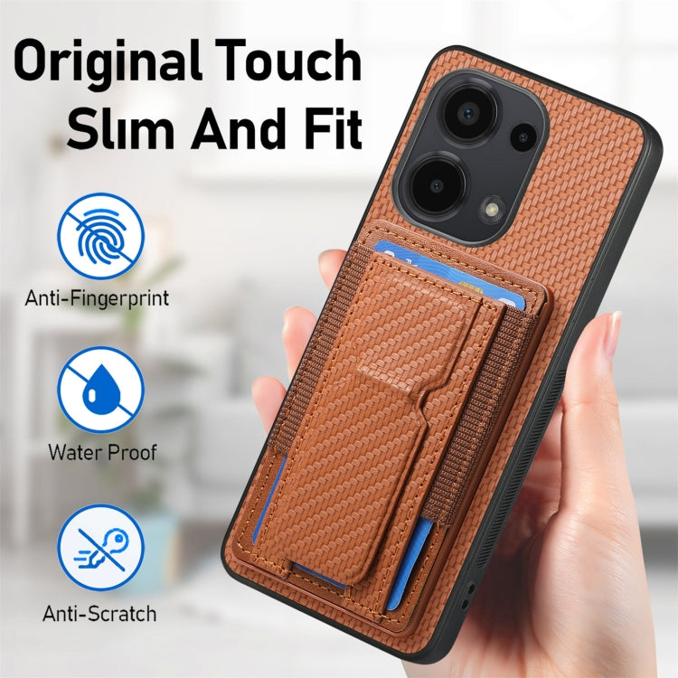 For Xiaomi Redmi Note 11S Carbon Fiber Fold Stand Elastic Card Bag Phone Case