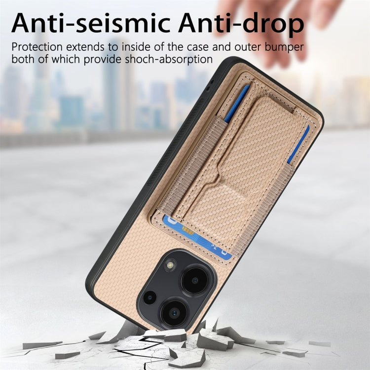 For Xiaomi Redmi Note 11S Carbon Fiber Fold Stand Elastic Card Bag Phone Case