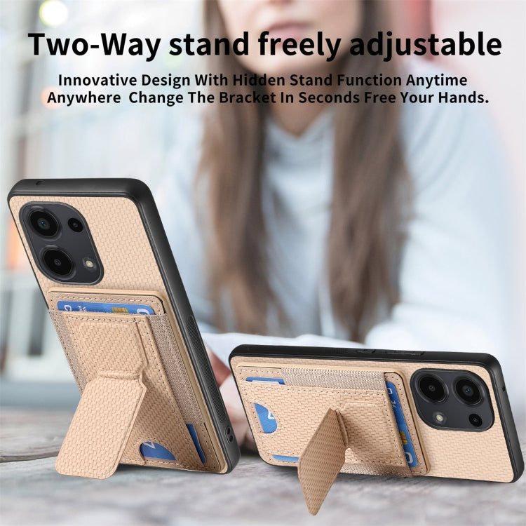 For Xiaomi 12 Carbon Fiber Fold Stand Elastic Card Bag Phone Case