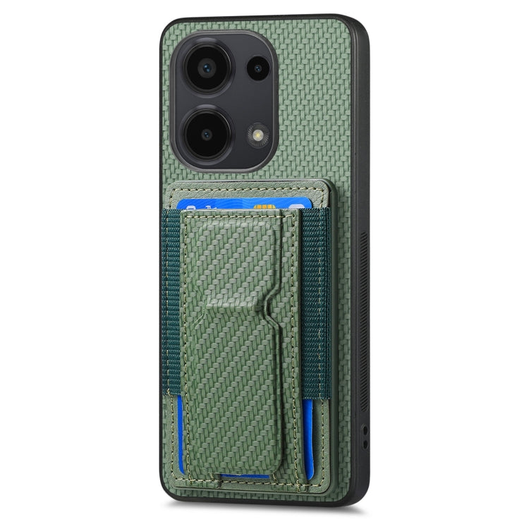 For Xiaomi 12 Carbon Fiber Fold Stand Elastic Card Bag Phone Case