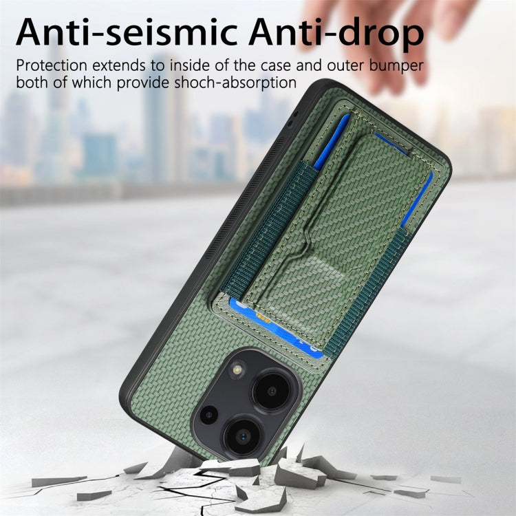 For Xiaomi 12 Carbon Fiber Fold Stand Elastic Card Bag Phone Case