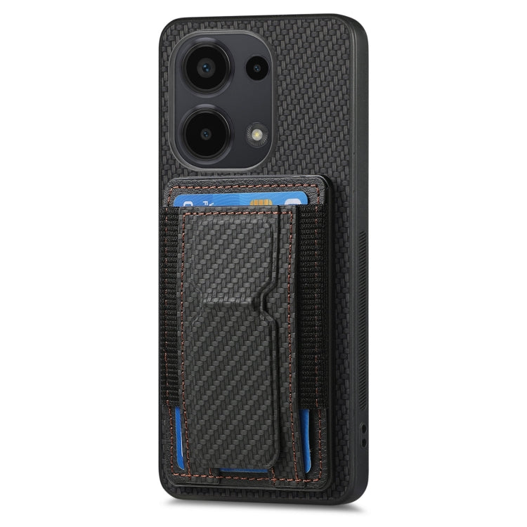 For Xiaomi Redmi Note 10 Pro 4G Carbon Fiber Fold Stand Elastic Card Bag Phone Case