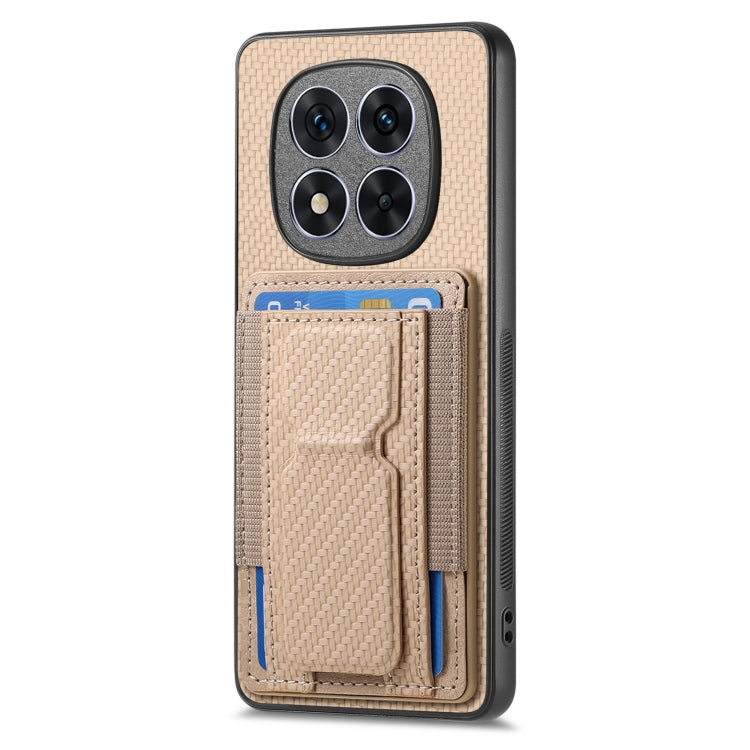 For Xiaomi Redmi Note 14 5G Carbon Fiber Fold Stand Elastic Card Bag Phone Case