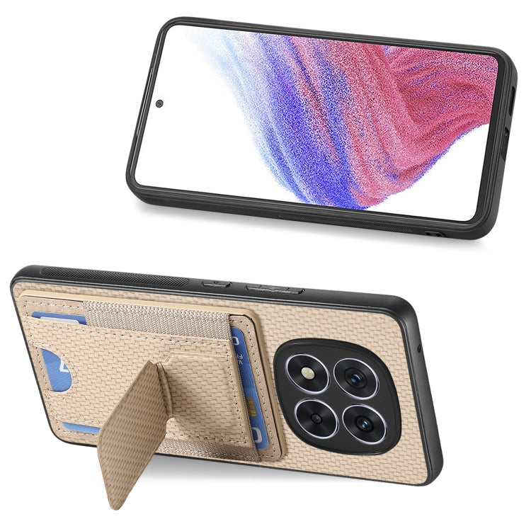 For Xiaomi Redmi Note 14 5G Carbon Fiber Fold Stand Elastic Card Bag Phone Case