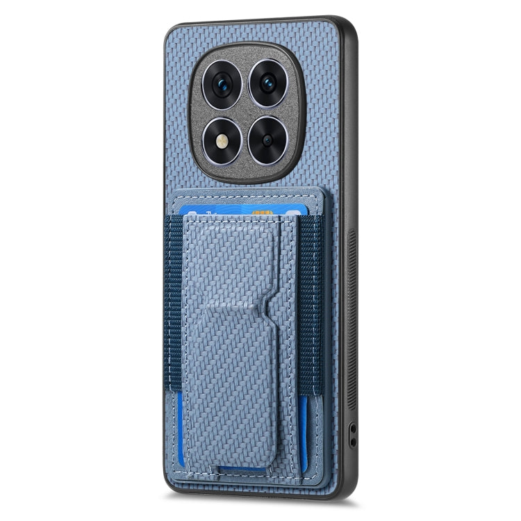 For Xiaomi Redmi Note 14 Pro 5G Carbon Fiber Fold Stand Elastic Card Bag Phone Case