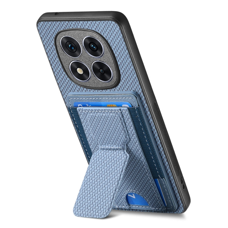 For Xiaomi Redmi Note 14 Pro 5G Carbon Fiber Fold Stand Elastic Card Bag Phone Case