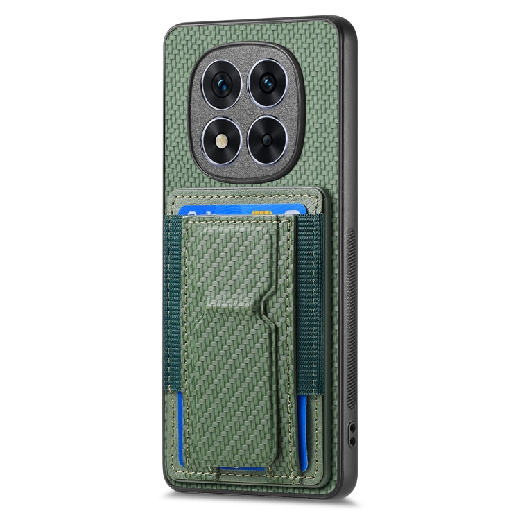For Xiaomi Redmi Note 14 Pro 5G Carbon Fiber Fold Stand Elastic Card Bag Phone Case