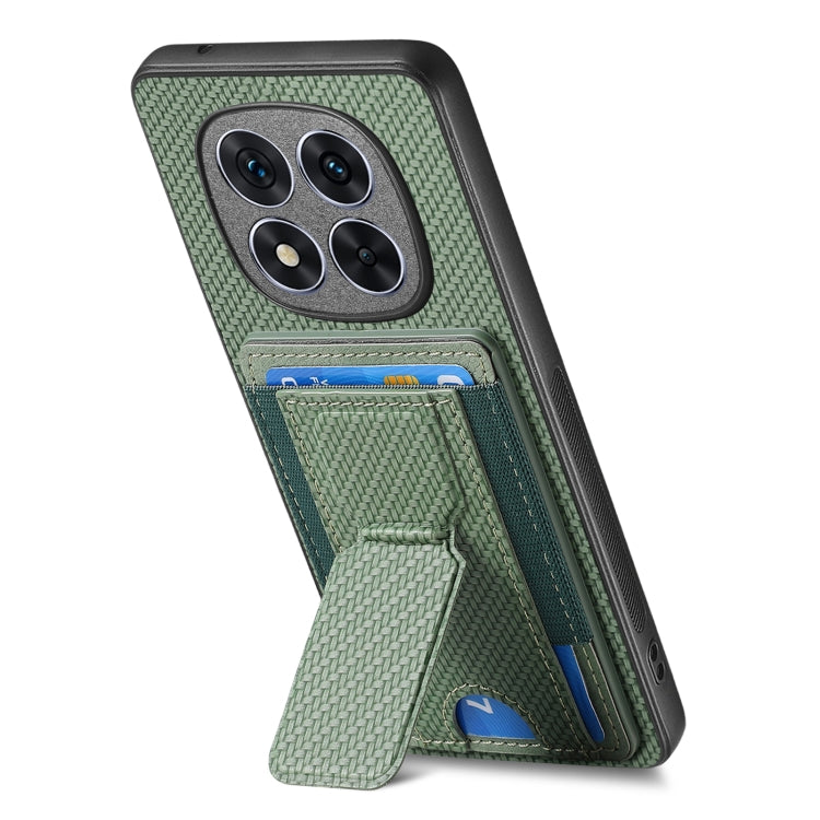 For Xiaomi Redmi Note 14 Pro 5G Carbon Fiber Fold Stand Elastic Card Bag Phone Case