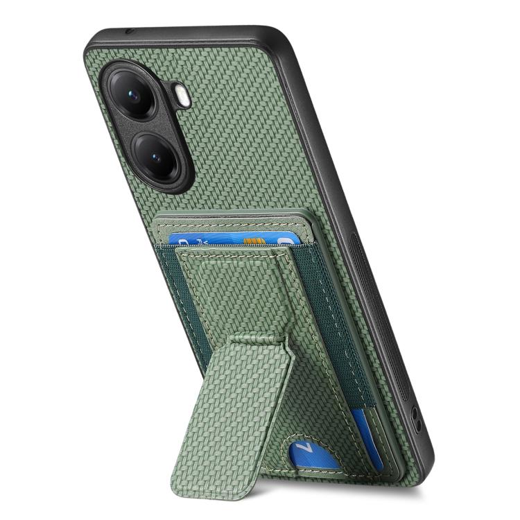 For Redmi Turbo 4 Carbon Fiber Fold Stand Elastic Card Bag Phone Case