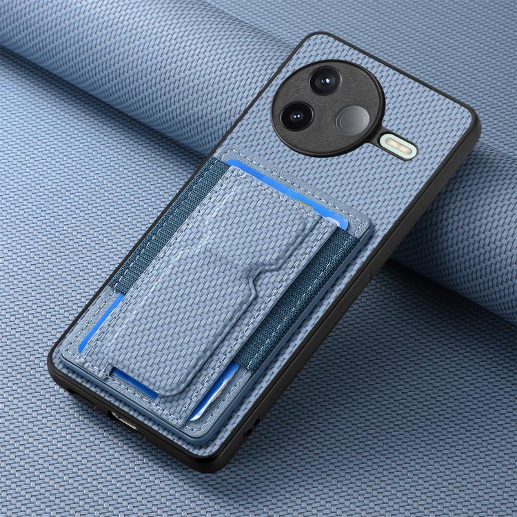 For Redmi K80 / Poco F7 Pro Carbon Fiber Fold Stand Elastic Card Bag Phone Case