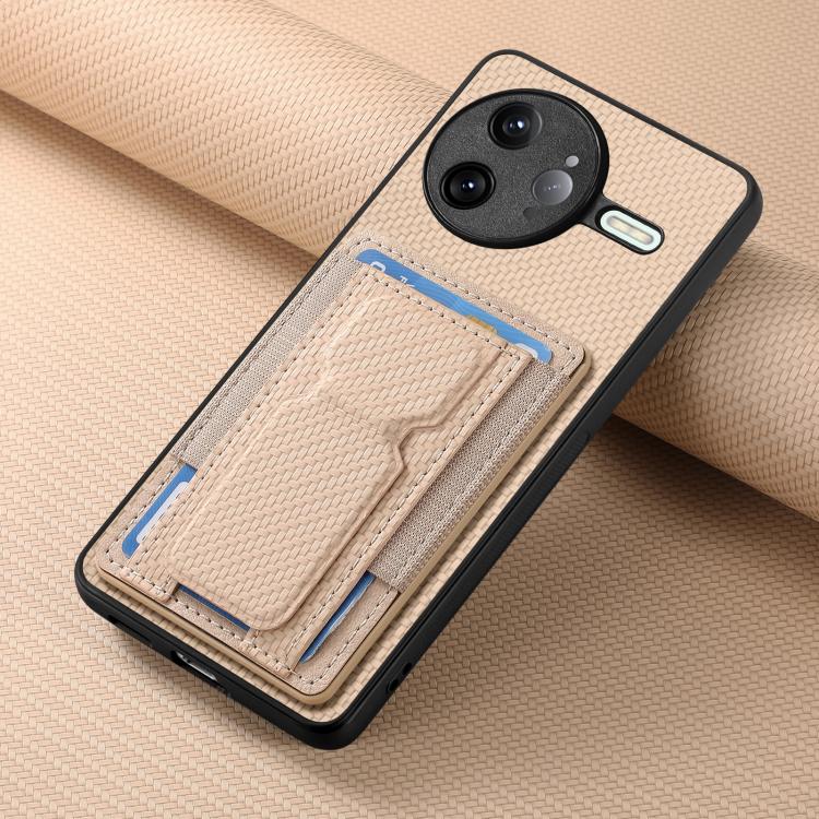 For Redmi K80 Pro / Poco F7 Ultra Carbon Fiber Fold Stand Elastic Card Bag Phone Case