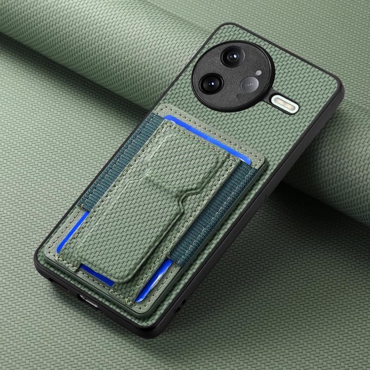 For Redmi K80 Pro / Poco F7 Ultra Carbon Fiber Fold Stand Elastic Card Bag Phone Case