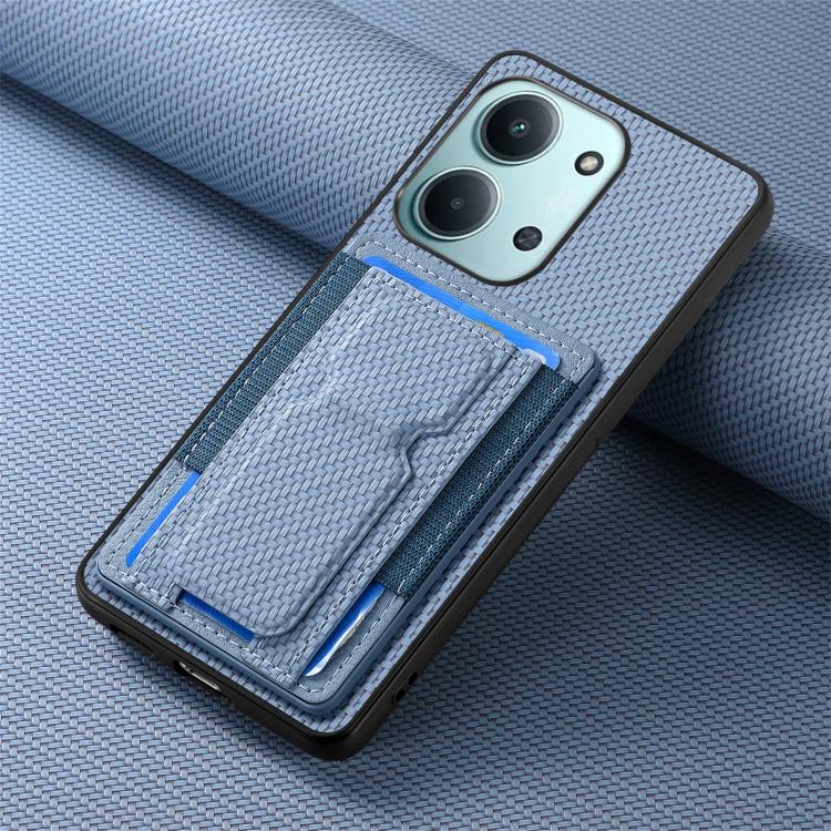 For Redmi 15C 5G / 4G Glodal 171mm Carbon Fiber Fold Stand Elastic Card Bag Phone Case
