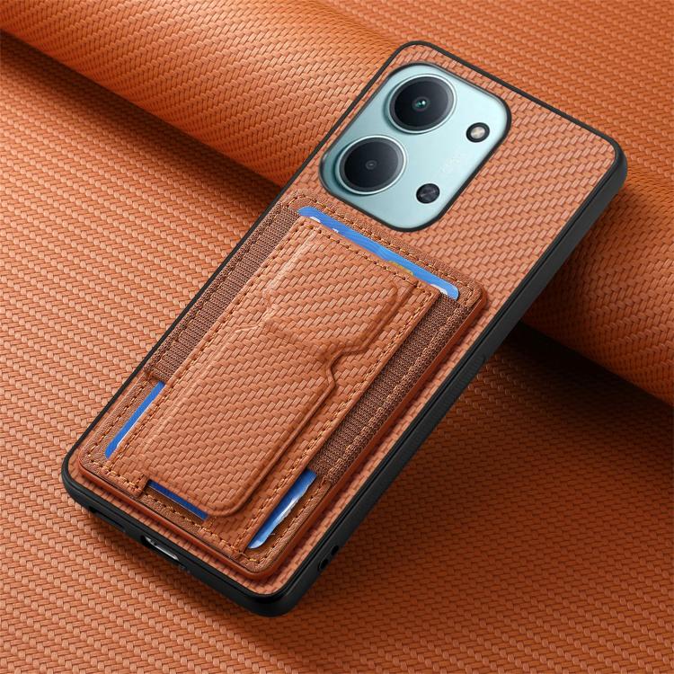 For Redmi 15C 5G / 4G Glodal 171mm Carbon Fiber Fold Stand Elastic Card Bag Phone Case