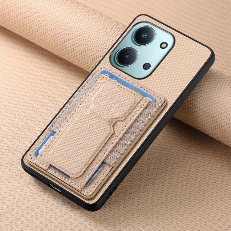 For Redmi 15C 5G / 4G Glodal 171mm Carbon Fiber Fold Stand Elastic Card Bag Phone Case
