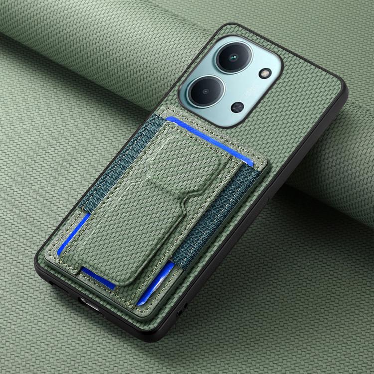For Redmi 15C 5G / 4G Glodal 171mm Carbon Fiber Fold Stand Elastic Card Bag Phone Case