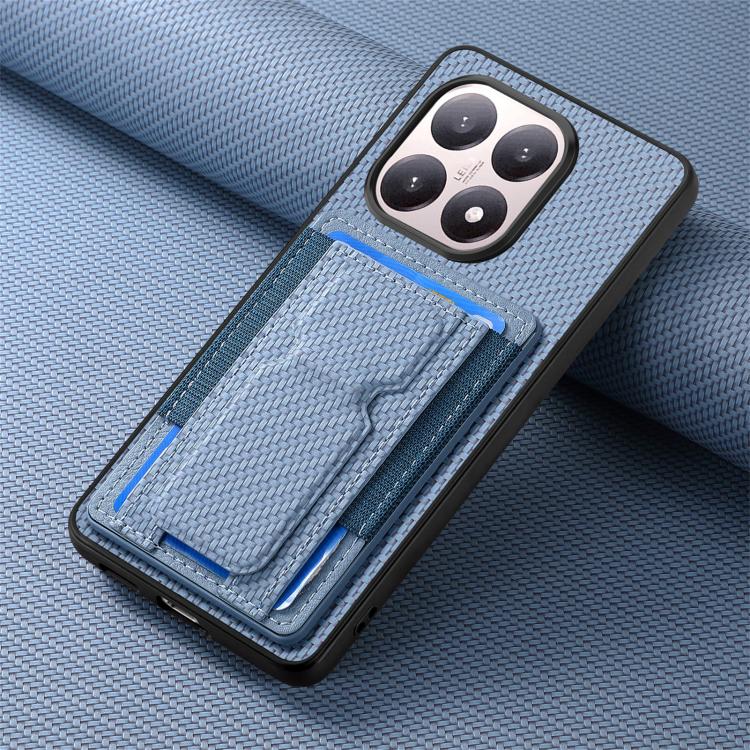 For Xiaomi 15T Carbon Fiber Fold Stand Elastic Card Bag Phone Case