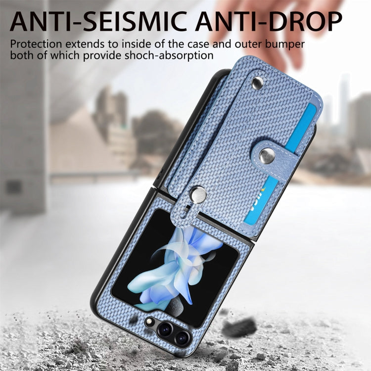 For Samsung Galaxy Z Flip6 / Flip7 FE Carbon Fiber Wristband Wallet Back Phone Case