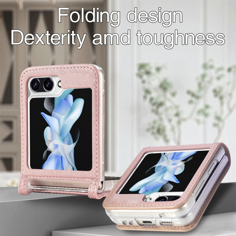 For Samsung Galaxy Z Flip6 / Flip7 FE Litchi Texture PU Card Fold Back Phone Case