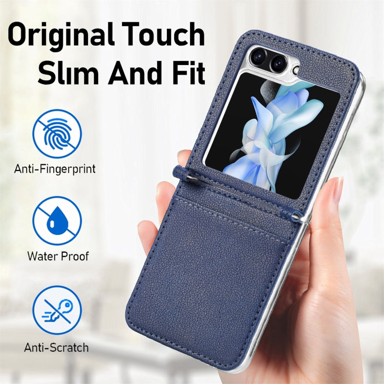 For Samsung Galaxy Z Flip6 / Flip7 FE Litchi Texture PU Card Fold Back Phone Case
