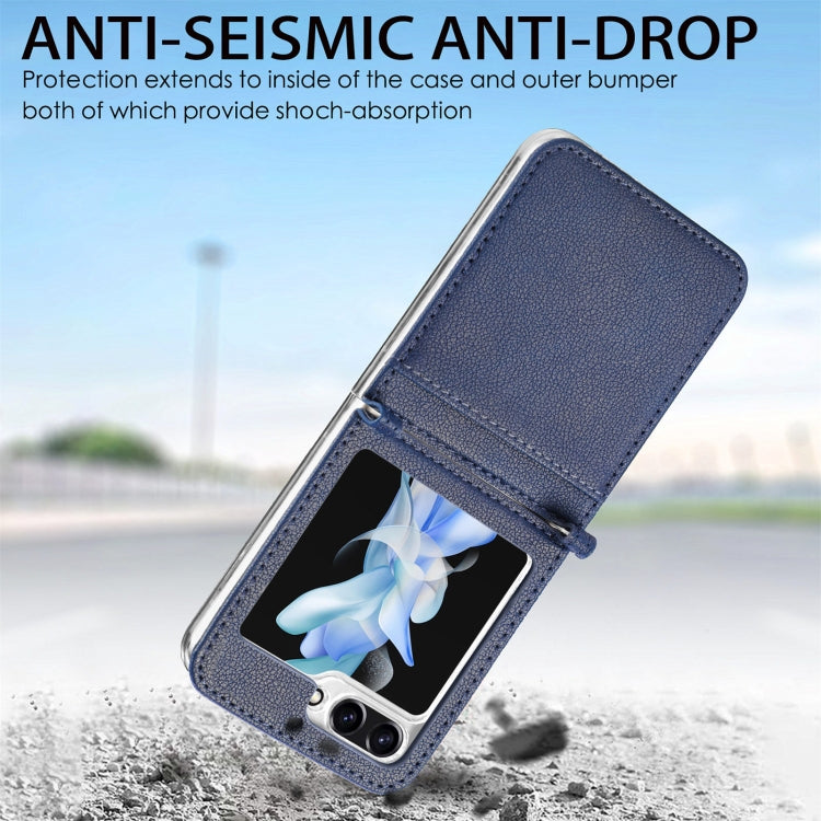 For Samsung Galaxy Z Flip6 / Flip7 FE Litchi Texture PU Card Fold Back Phone Case