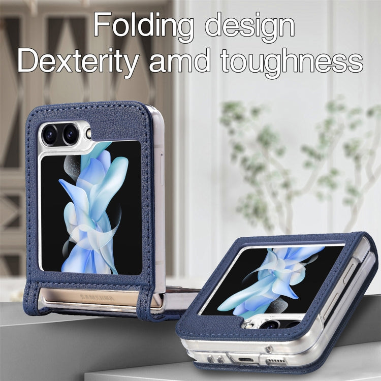 For Samsung Galaxy Z Flip6 / Flip7 FE Litchi Texture PU Card Fold Back Phone Case