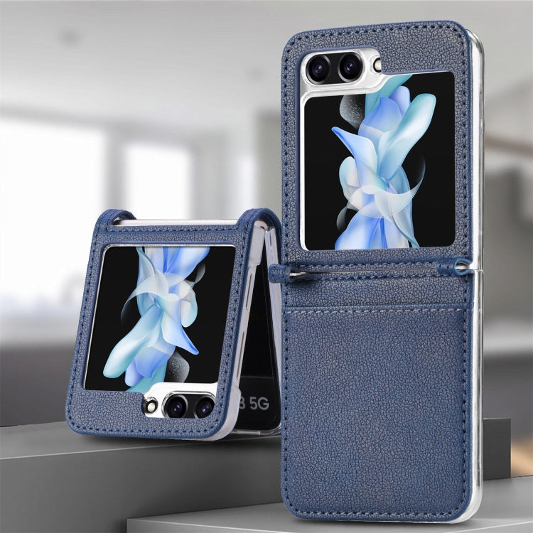 For Samsung Galaxy Z Flip6 / Flip7 FE Litchi Texture PU Card Fold Back Phone Case