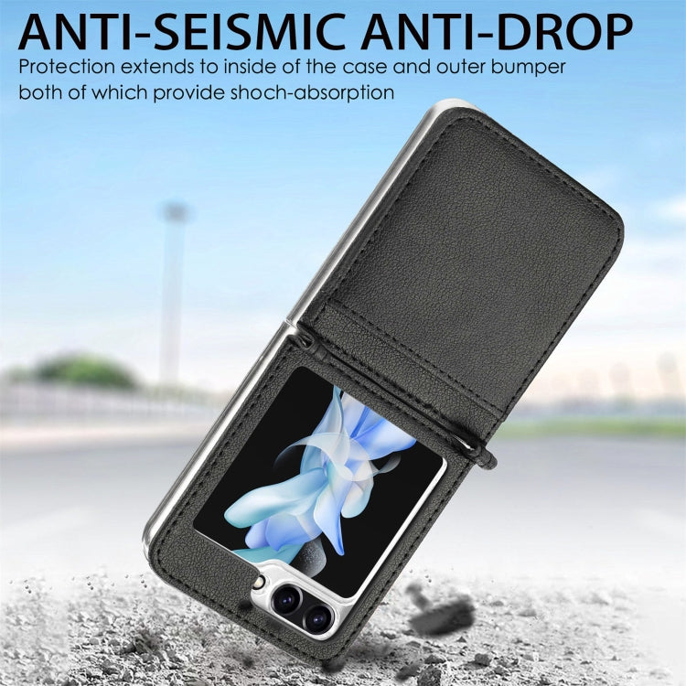 For Samsung Galaxy Z Flip6 / Flip7 FE Litchi Texture PU Card Fold Back Phone Case