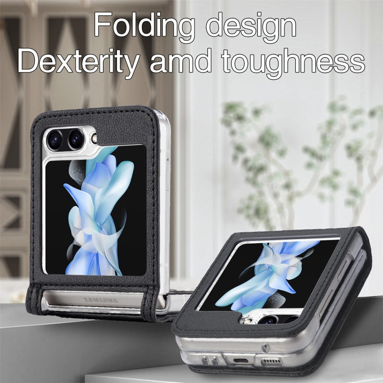 For Samsung Galaxy Z Flip6 / Flip7 FE Litchi Texture PU Card Fold Back Phone Case