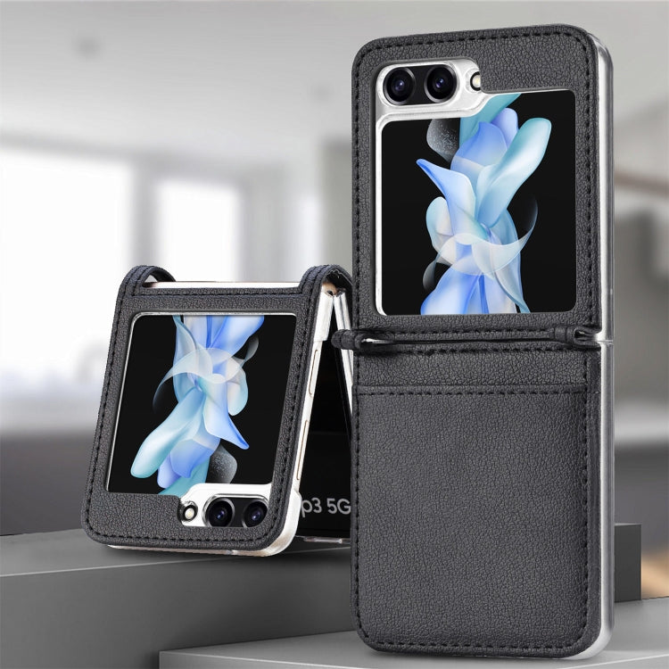 For Samsung Galaxy Z Flip6 / Flip7 FE Litchi Texture PU Card Fold Back Phone Case