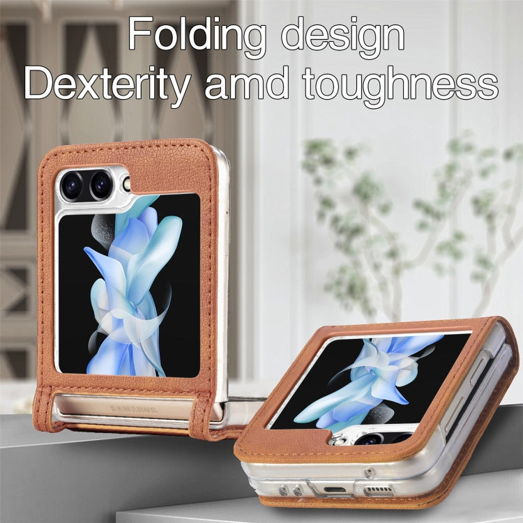 For Samsung Galaxy Z Flip6 / Flip7 FE Litchi Texture PU Card Fold Back Phone Case