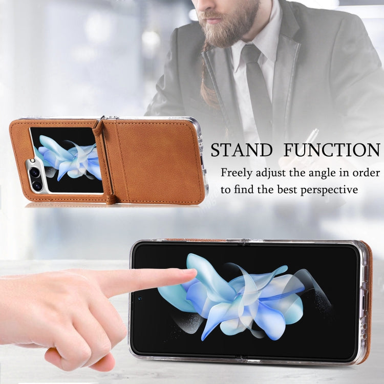 For Samsung Galaxy Z Flip6 / Flip7 FE Litchi Texture PU Card Fold Back Phone Case