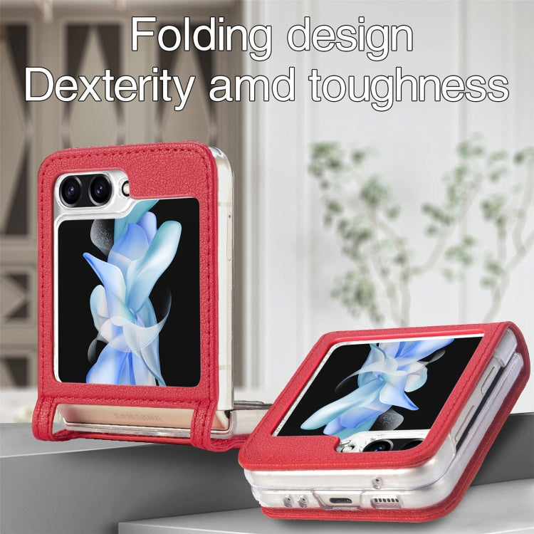 For Samsung Galaxy Z Flip6 / Flip7 FE Litchi Texture PU Card Fold Back Phone Case