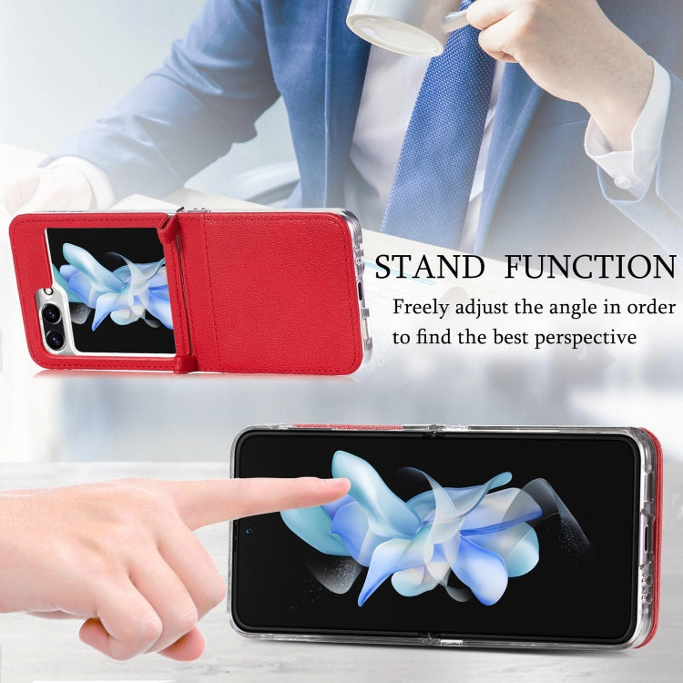 For Samsung Galaxy Z Flip6 / Flip7 FE Litchi Texture PU Card Fold Back Phone Case