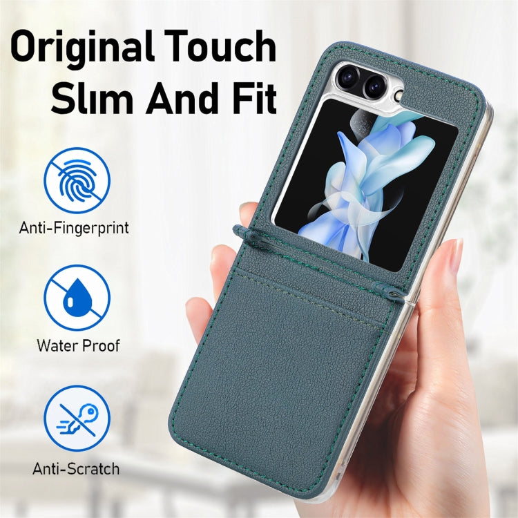 For Samsung Galaxy Z Flip6 / Flip7 FE Litchi Texture PU Card Fold Back Phone Case