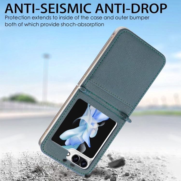 For Samsung Galaxy Z Flip6 / Flip7 FE Litchi Texture PU Card Fold Back Phone Case